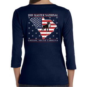 Master National 2019 - Ladies 3/4 Sleeve V-neck American Pride