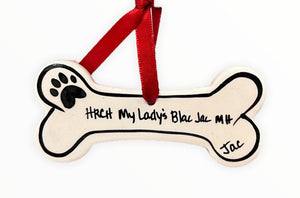Hand Painted Dog Bone Ornament (customizeable)