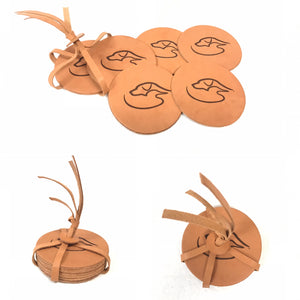 Duck Dog Logo - 6 Piece Leather Coaster Set