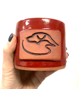 Handmade Ceramic Christmas Candle with Duck Dog Clothing Logo