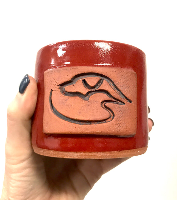 Handmade Ceramic Christmas Candle with Duck Dog Clothing Logo